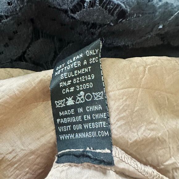 Anna Sui Anthropologie Dress Womens 6 Black Lace Mini Retro Dainty Whimsigoth - Picture 10 of 13